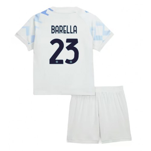Stroje piłkarskie Inter Milan Nicolo Barella #23 Koszulka Wyjazdowej dla dzieci 2025-26 Krótki Rękaw (+ szorty)